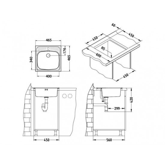 ALVEUS BASIC 130 NAT-60 465X465 1X нерж.сталь мойка ALVEUS BASIC 130 NAT-60 465X465 1X нерж.сталь мойка