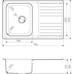 Кухонная мойка OMOIKIRI SAGAMI 79-IN нержавеющая сталь