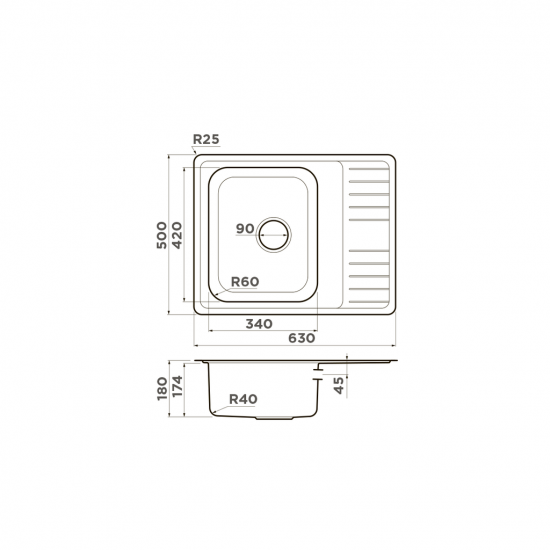Кухонная мойка OMOIKIRI SAGAMI 63-IN нержавеющая сталь