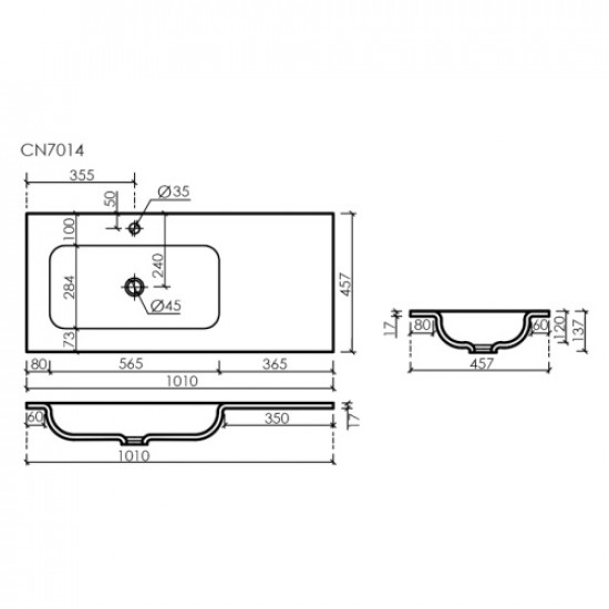 Раковина Sancos Element 101 см чаша слева CN7014 Раковина Sancos Element 101 см чаша слева CN7014