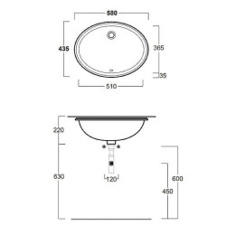 Раковина Simas Top e lavabi d'Arredo 58 см под столешницу, белая S 53 BI