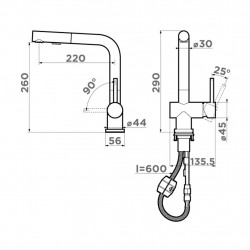 Кухонный смеситель OMOIKIRI KORIYAMA-SB нержавеющая сталь