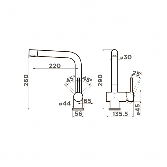 Кухонный смеситель OMOIKIRI KORIYAMA нержавеющая сталь